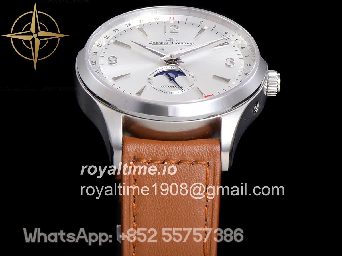 Jaeger-LeCoultre Master Calendar Silver Dial in Steel on Brown Leather Strap - Image 9