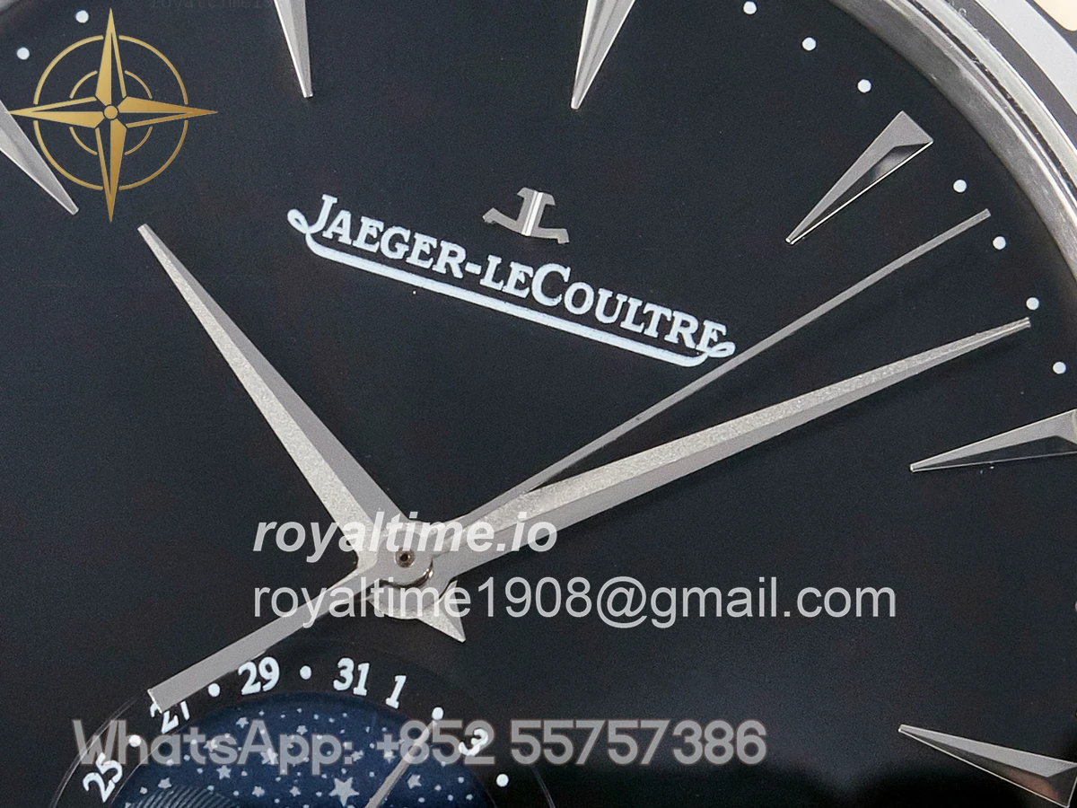 Jaeger-LeCoultre Master Ultra Thin Moon 1368420 SS Z+F Black Dial on Black Leather Strap SA925 - Image 9