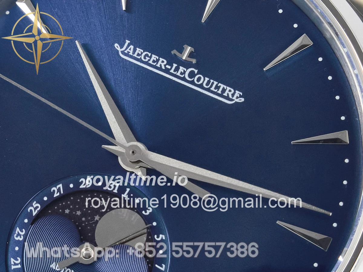 Jaeger-LeCoultre Master Ultra Thin Moon 1368420 SS Z+F Blue Dial on Black Leather Strap SA925 - Image 9
