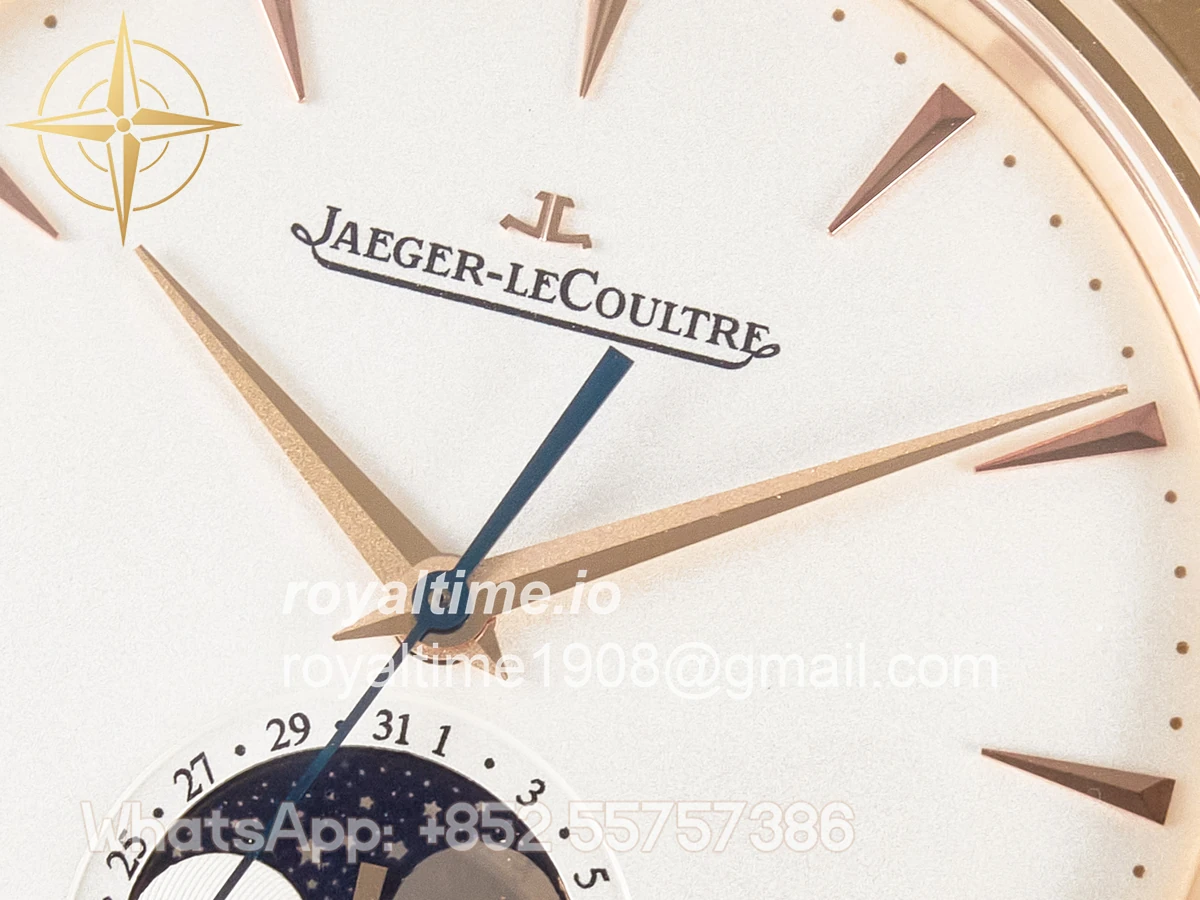 Jaeger-LeCoultre Master Ultra Thin Moon RG Z+F White Dial on Brown Leather Strap A925 - Image 9