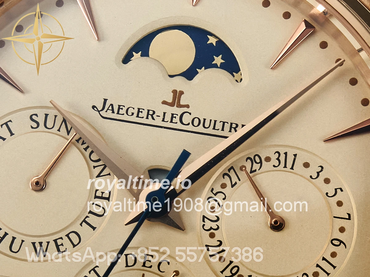 Jaeger-LeCoultre Master Ultra Thin Perpetual Calendar RG V9F Cream Dial on Brown Leather Strap A868 V2 - Image 9