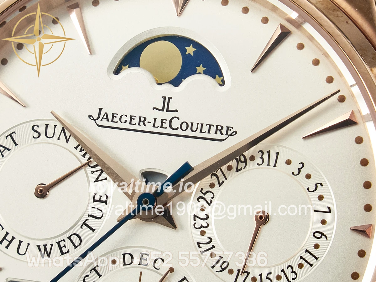 Jaeger-LeCoultre Master Ultra Thin Perpetual Calendar RG V9F White Dial on Brown Leather Strap A868 V2 - Image 9