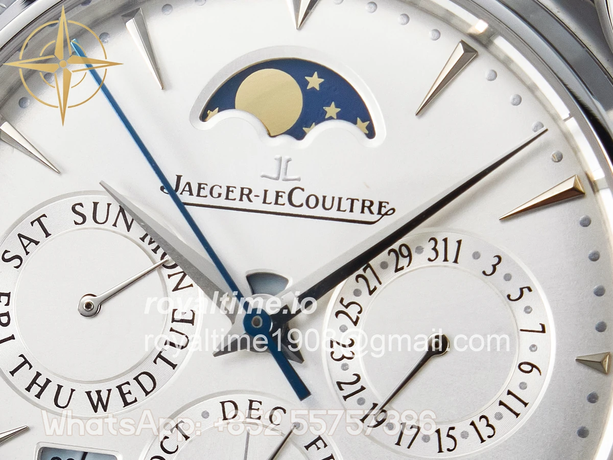 Jaeger-LeCoultre Master Ultra Thin Perpetual Calendar SS V9F White Dial on Black Leather Strap A868 V2 - Image 9