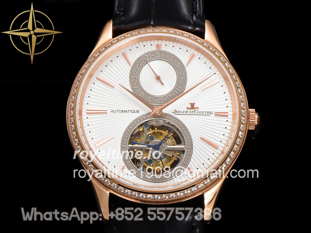 Jaeger-LeCoultre Master Ultra Thin Tourbillon White Dial with Diamond Bezel in Rose Gold - Image 9
