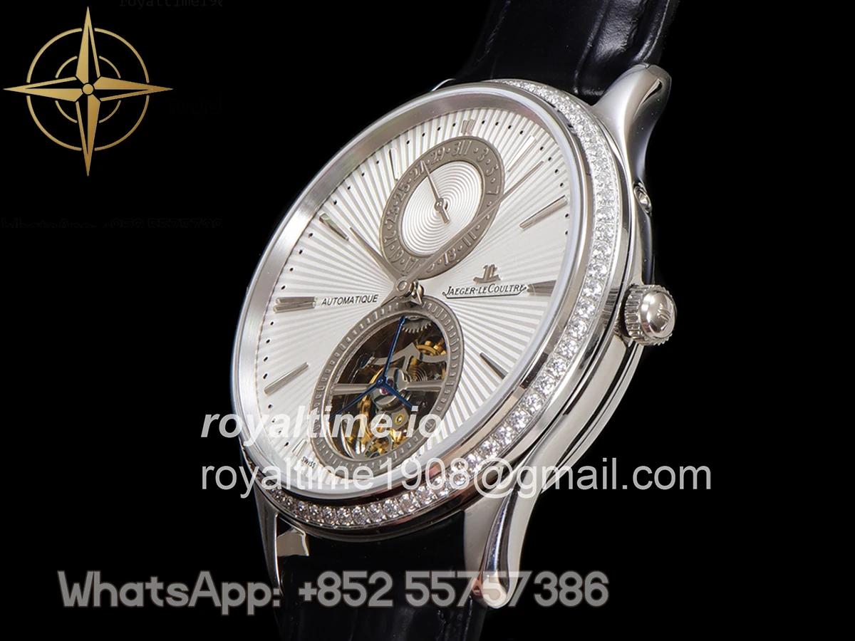 Jaeger-LeCoultre Master Ultra Thin Tourbillon White Dial with Diamond Bezel in White Gold - Image 9