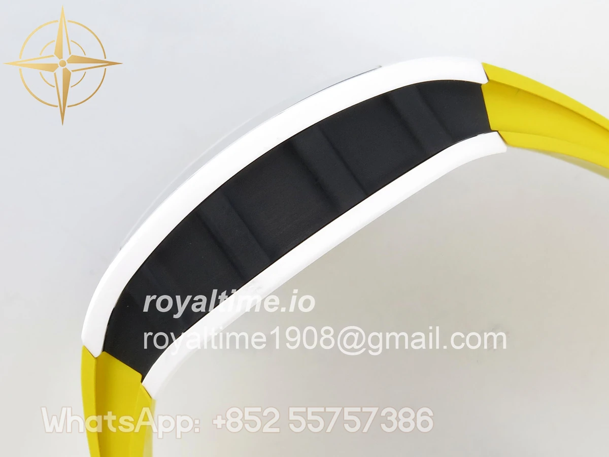 Richard Mille RM061 White Ceramic APSF Yellow/Green Skeleton Dial on Yellow Rubber Strap RMUL2 - Image 9