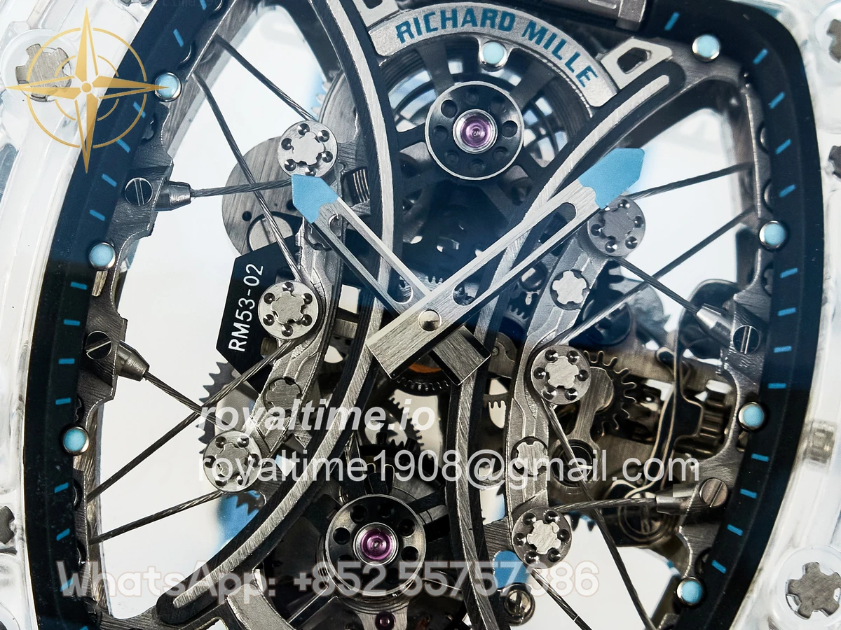 Richard Mille RM53-02 Transparent Tourbillon RMF Skeleton Dial on Blue Rubber Strap - Image 9