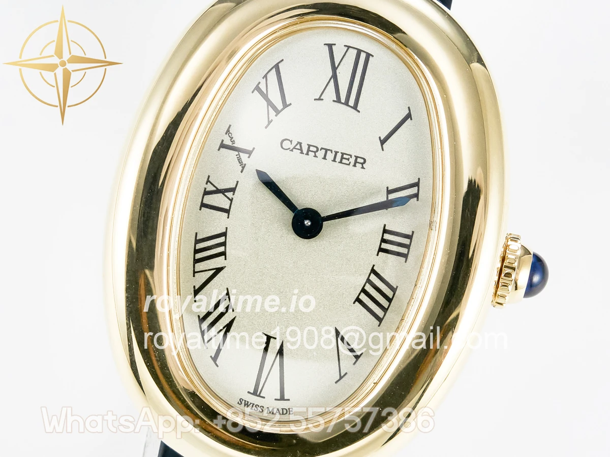 Cartier Baignoire De Cartier YG DRF Silver Dial on Black Leather Strap Swiss Quartz - Image 9