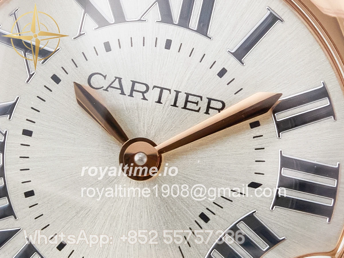 Cartier Ballon Blanc De Cartier 30mm RG DRF Silvered Texture Dial on Black Leather Strap Ronda Quartz - Image 9