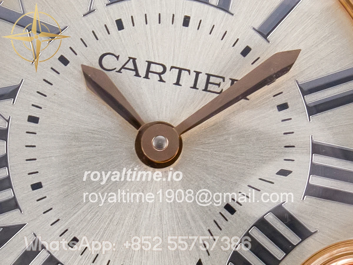 Cartier Ballon Blanc De Cartier 30mm RG DRF Silvered Texture Dial on Green Leather Strap Ronda Quartz - Image 9