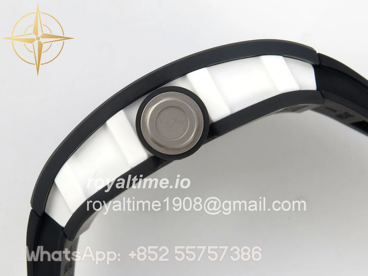 Richard Mille Custom RM055 Black Ceramic ZGF Silver Inner Bezel on Black Rubber Strap Vaucher Manufacture Fleurier Movement (Free Sprung) - Image 9