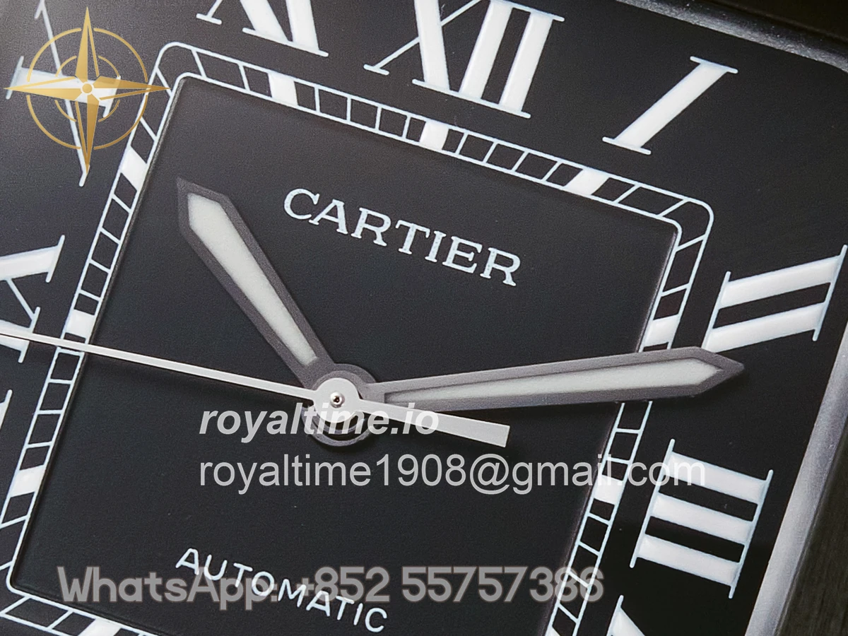 Cartier Santos de Cartier 40mm 2018 BVF Black Dial on Black Leather Strap MIYOTA 9015 - Image 9