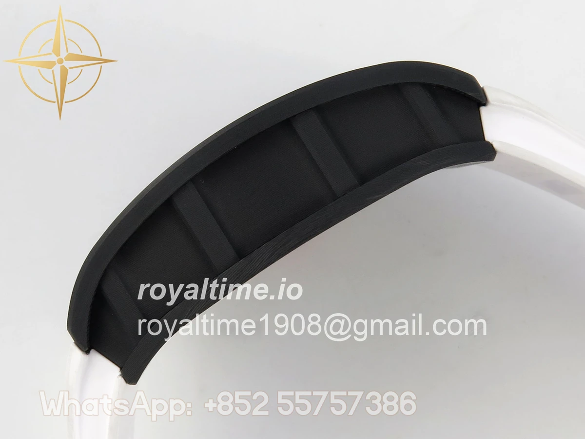 Richard Mille Custom RM055 Black Ceramic ZGF White Inner Bezel on White Rubber Strap Vaucher Manufacture Fleurier Movement (Free Sprung) - Image 9