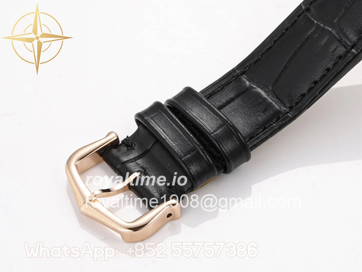 Cartier Santos-Dumont (Large) Skeleton Watch in Rose Gold on Black Leather Strap - Image 9