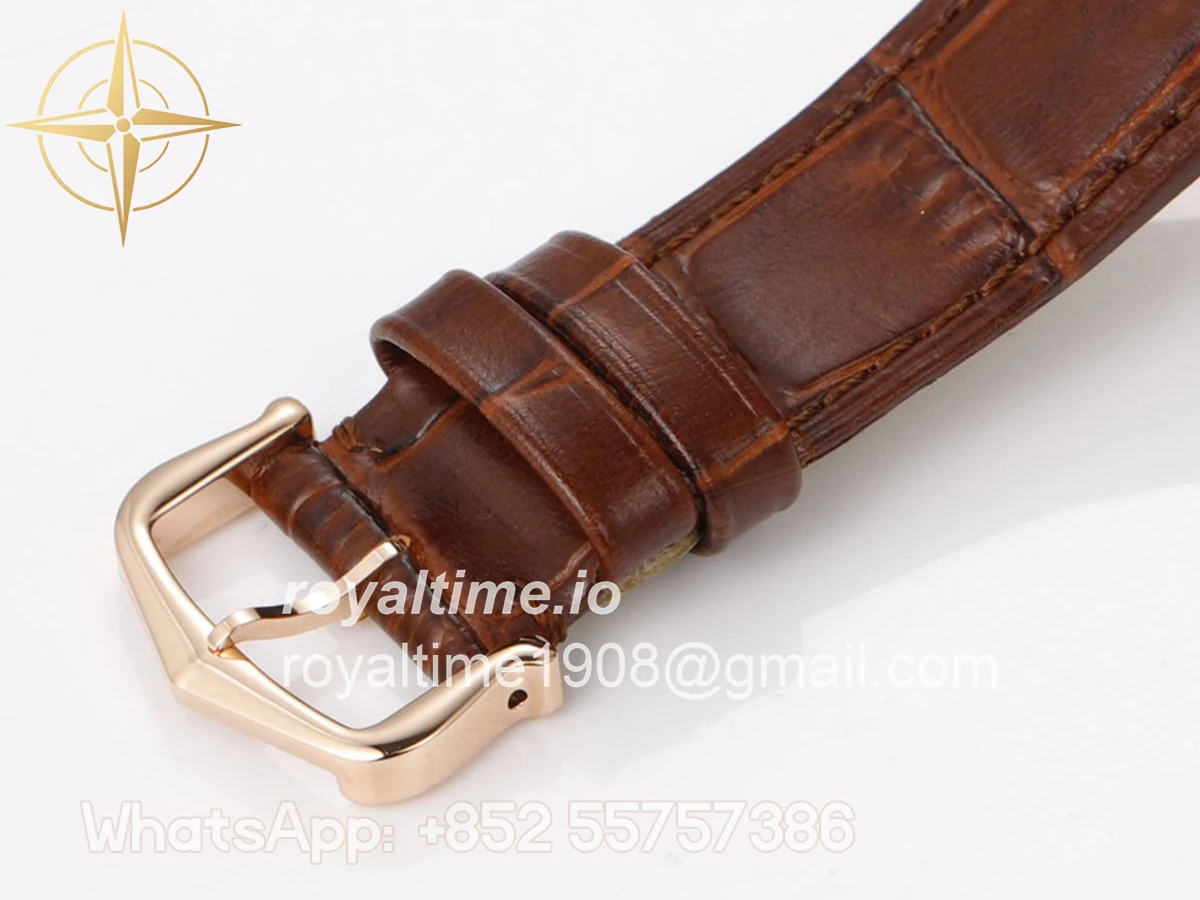 Cartier Santos-Dumont (Large) Skeleton Watch in Rose Gold on Brown Leather Strap - Image 9