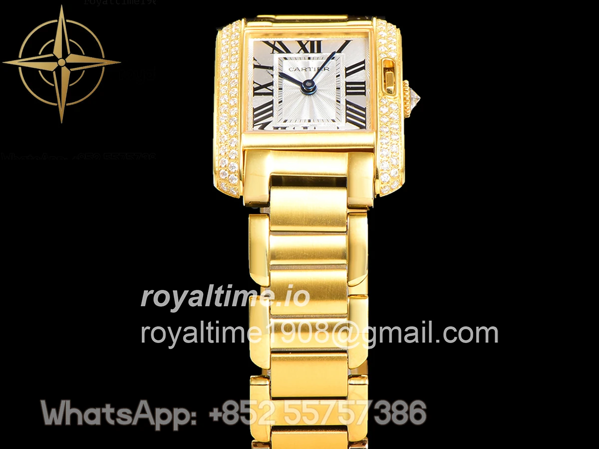 Cartier Tank Anglaise 30.2mm White Dial with Diamond Bezel in Yellow Gold - Image 9