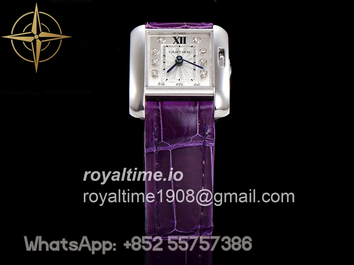 Cartier Tank Anglaise 30.2mm White Dial with Diamond Marker in Steel on Leather Strap - Image 9