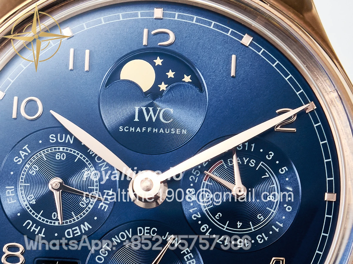 IWC IW5033 Portugieser Perpetual Calendar RG V9F White Dial on Black Leather Strap A52610 - Image 9
