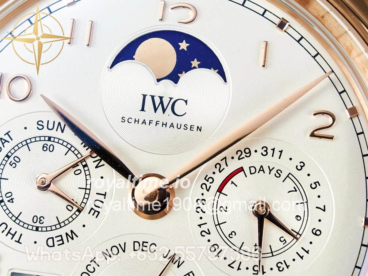 IWC IW5033 Portugieser Perpetual Calendar RG V9F White Dial on Brown Leather Strap A52610 - Image 9