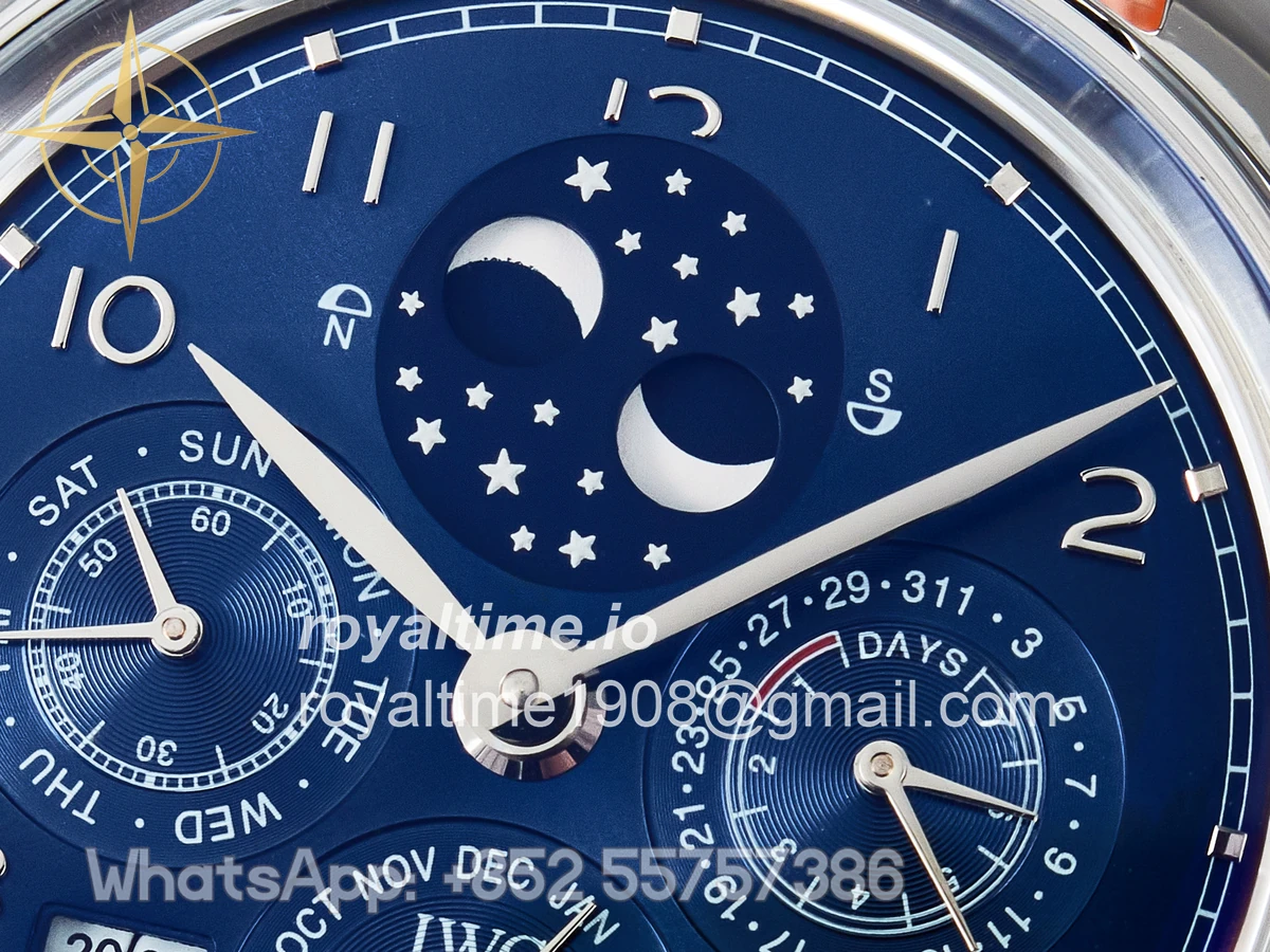 IWC IW5034 Portugieser Perpetual Calendar SS V9F Blue Dial on Black Leather Strap A52610 - Image 9