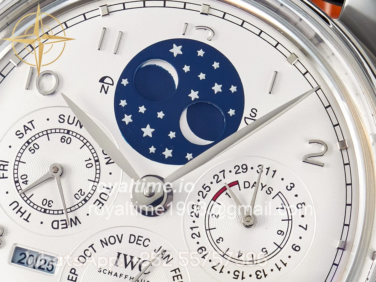 IWC IW5034 Portugieser Perpetual Calendar SS V9F White Dial on Black Leather Strap A52610 - Image 9