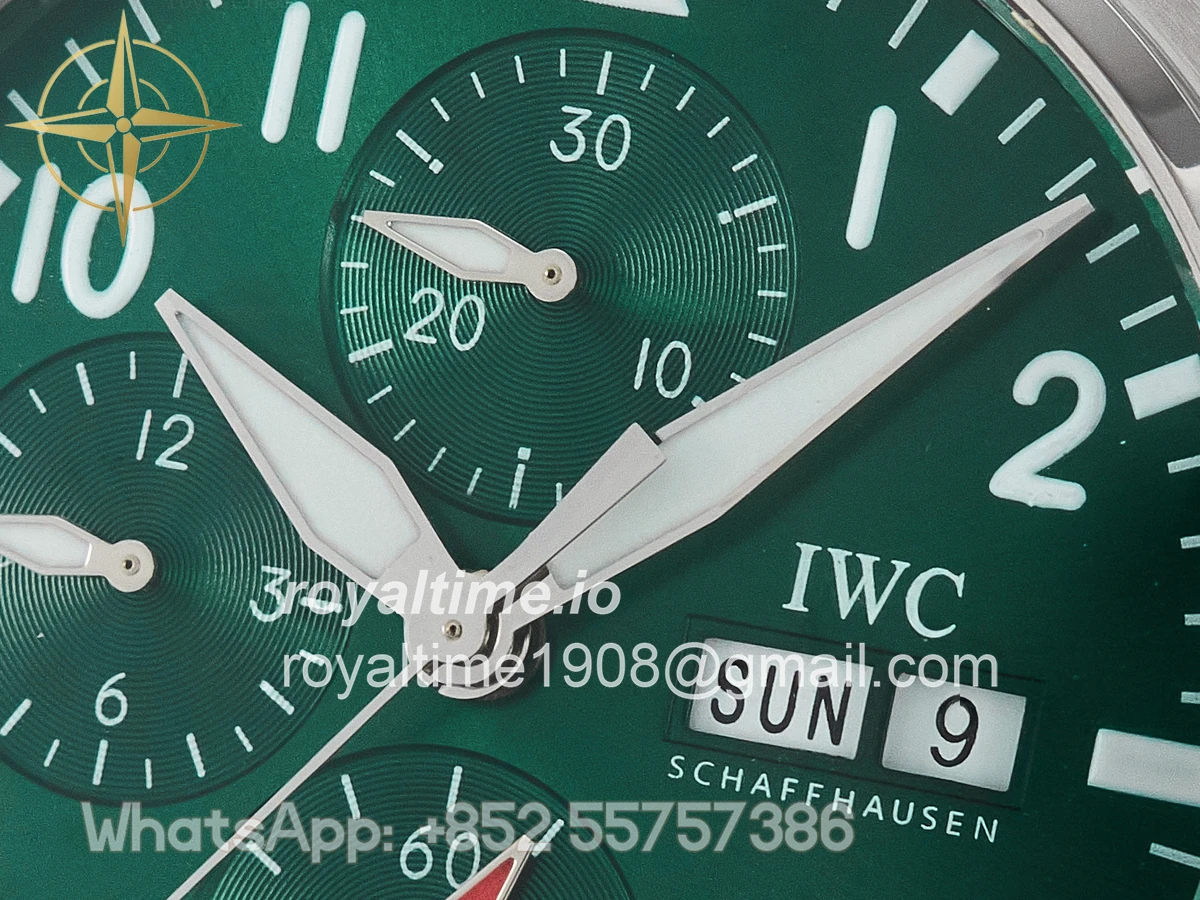 IWC Pilot’s Watch IW388104 BLSF Performance Chronograph 41mm SS Green Dial On Stainless steel bracelet A7750 to 69385 - Image 9