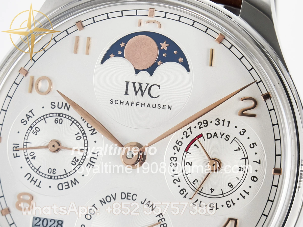 IWC Portugieser Perpetual Calendar SS 5033 APSF White Dial on Brown Leather Strap A52610 - Image 9