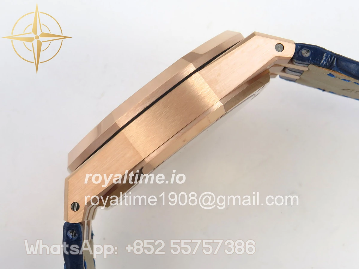 Audemars Piguet Royal Oak Chrono 26240 RG DDF Blue/RG Dial on Blue Leather Strap DD4401 (SW Dial) - Image 9