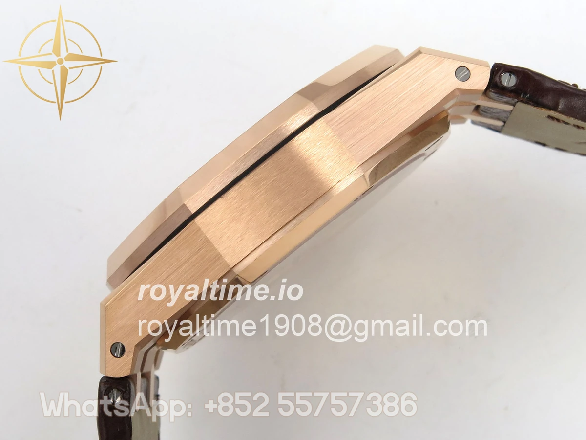 Audemars Piguet Royal Oak Chrono 26240 RG DDF White Dial on Brown Leather Strap DD4401 Gain Weight (SW Dial) - Image 9