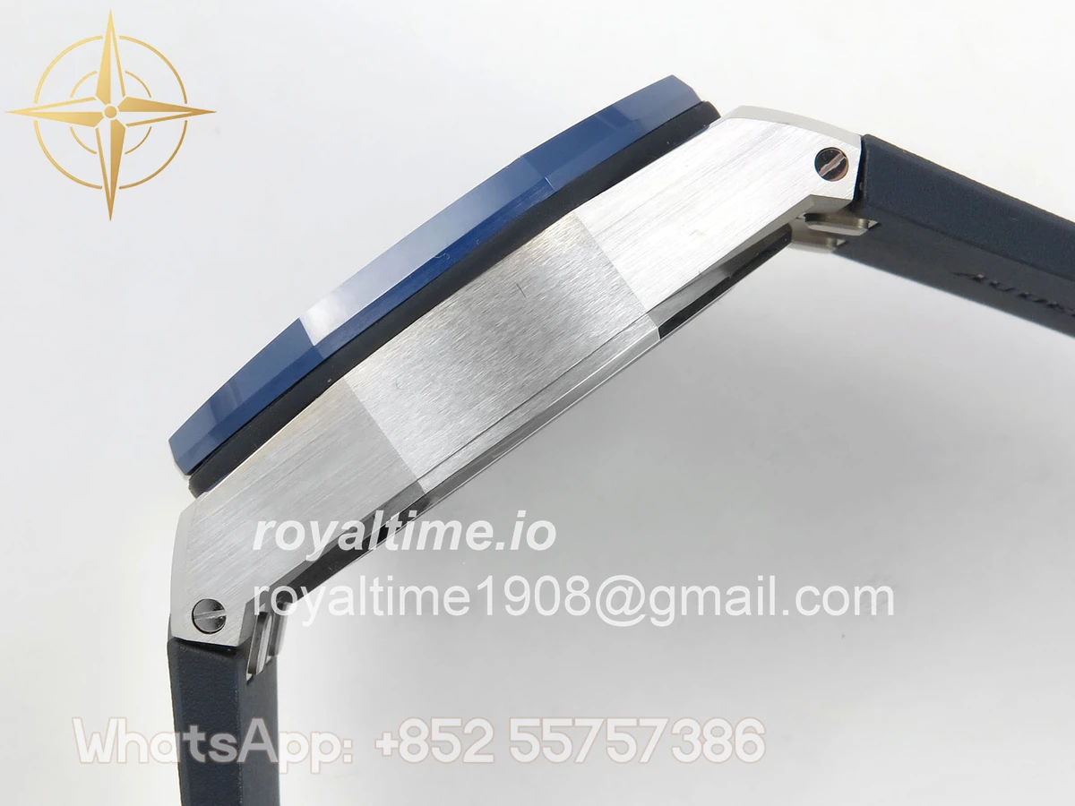 Audemars Piguet Royal Oak Offshore 43mm 26420 Ceramic Bezel SS DDF Blue Dial On Blue Rubber Strap DD4401 - Image 9