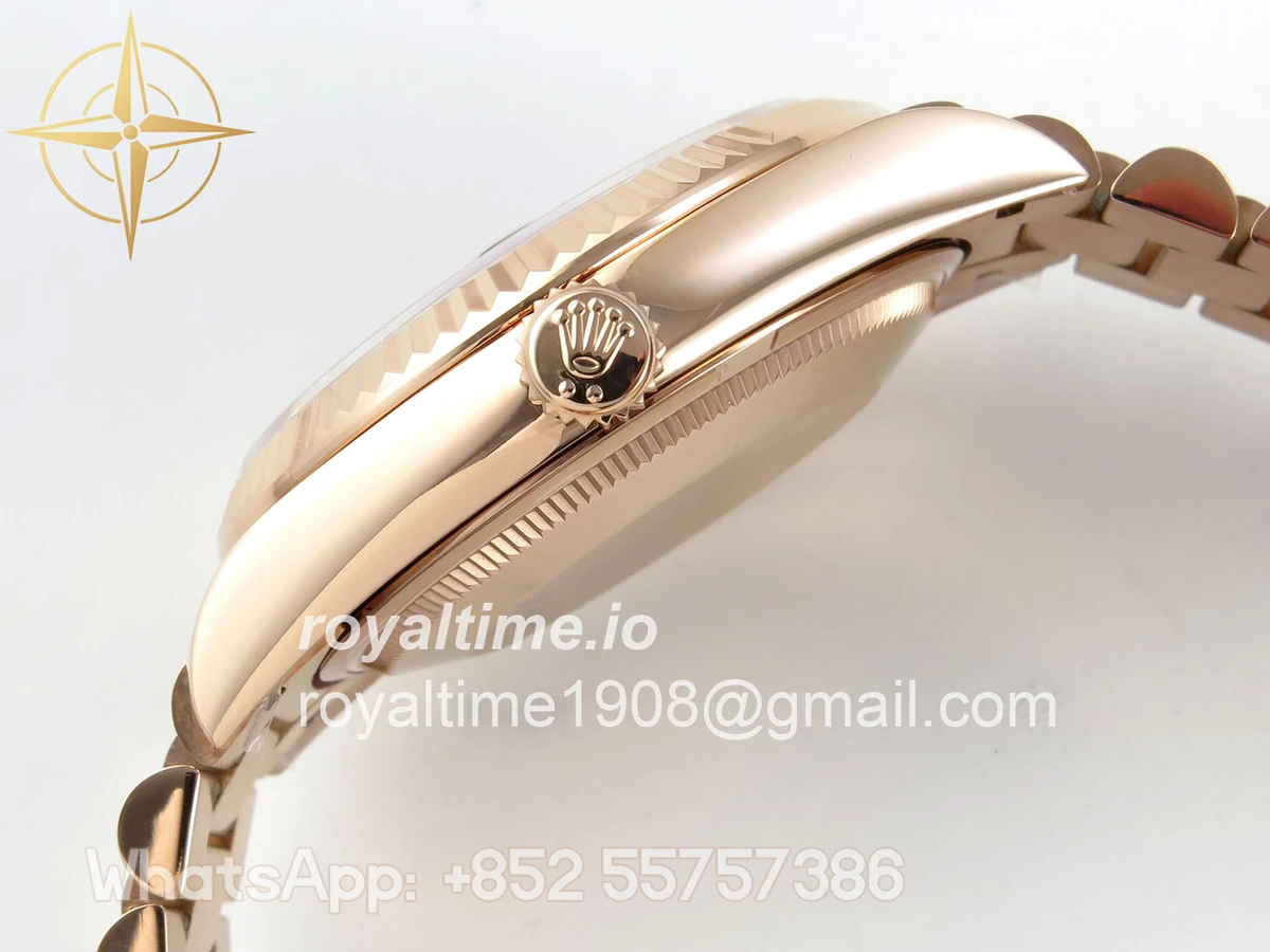 Rolex Day Date 36 RG QF 904L Steel Green Roman Dial on President Bracelet A2836 V3 - Image 10