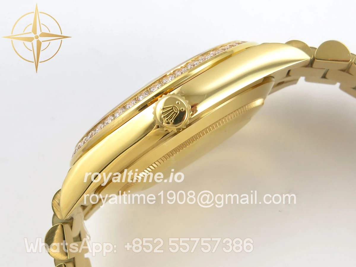 Rolex Day Date 40 YG TMF Black Crystal Dial Diamonds Bezel on President Bracelet VR3255 (220g) - Image 10