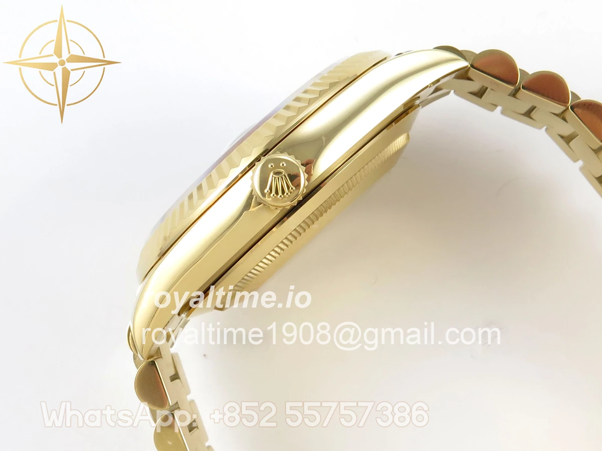 Rolex Day Date 40 YG TMF Black Wave Diamonds Dial on President Bracelet VR3255 (Weighted) 208g - Image 10