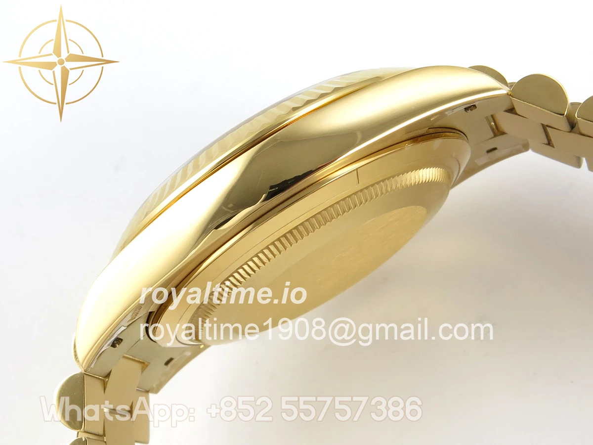 Rolex DayDate 40 YG QF 904L Steel Green Roman Dial on President Bracelet VR3255 V8 (Gain Weight) - Image 10