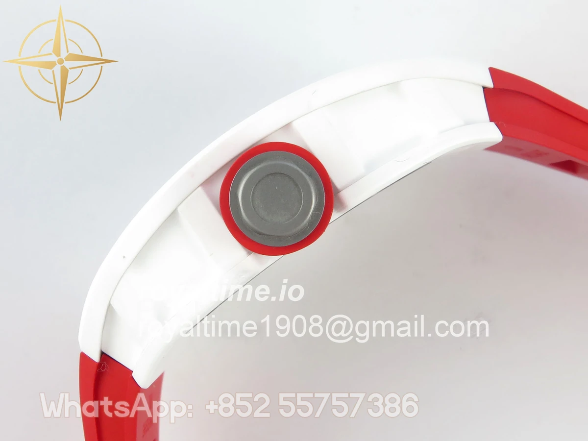 Richard Mille RM055 White Ceramic APSF Red Skeleton Dial on Red Rubber Strap RMUL2 - Image 10