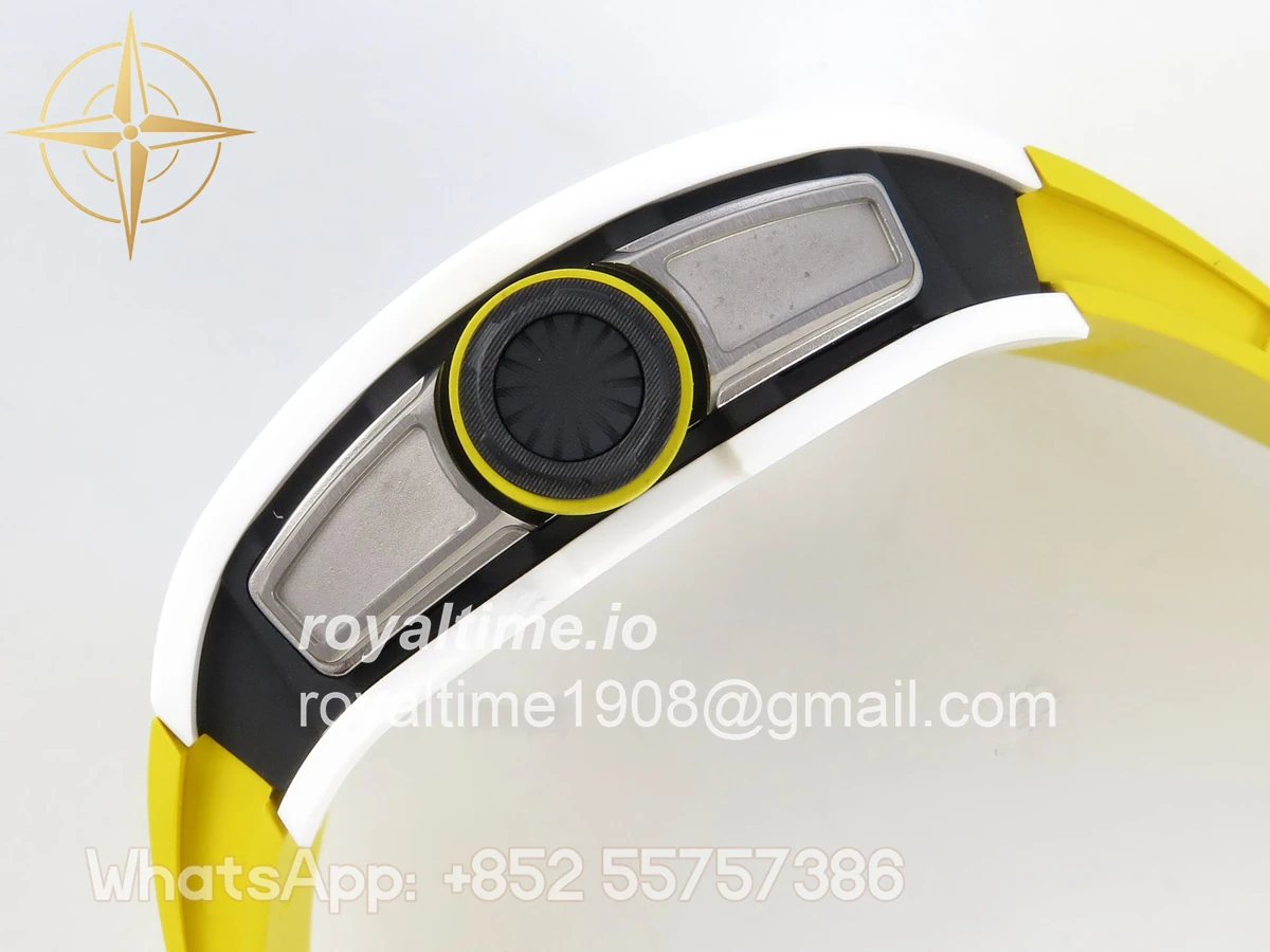 Richard Mille RM061 White Ceramic APSF Yellow/Green Skeleton Dial on Yellow Rubber Strap RMUL2 - Image 10