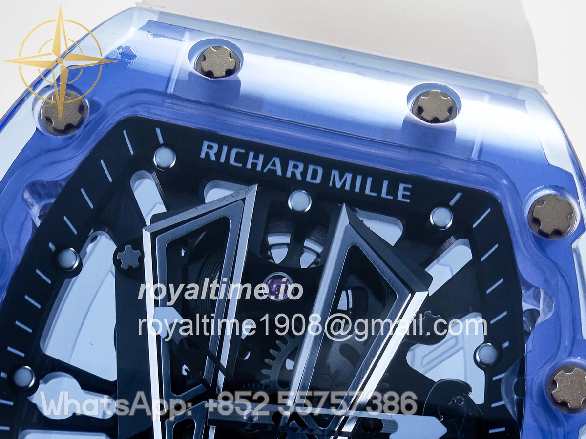 Richard Mille RM27-03 Blue Transparent Tourbillon MSF Skull Dial on White Rubber Strap - Image 10