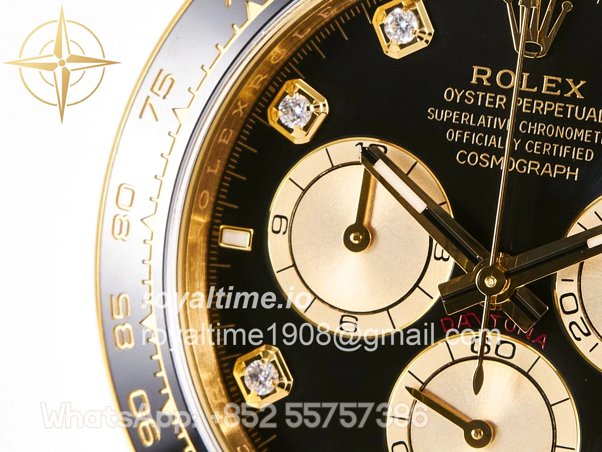 rolex Daytona 126518 YG ARF Black/YG Diamonds Dial on Oysterflex Strap DD4131 V2 (Weighted) - Image 10
