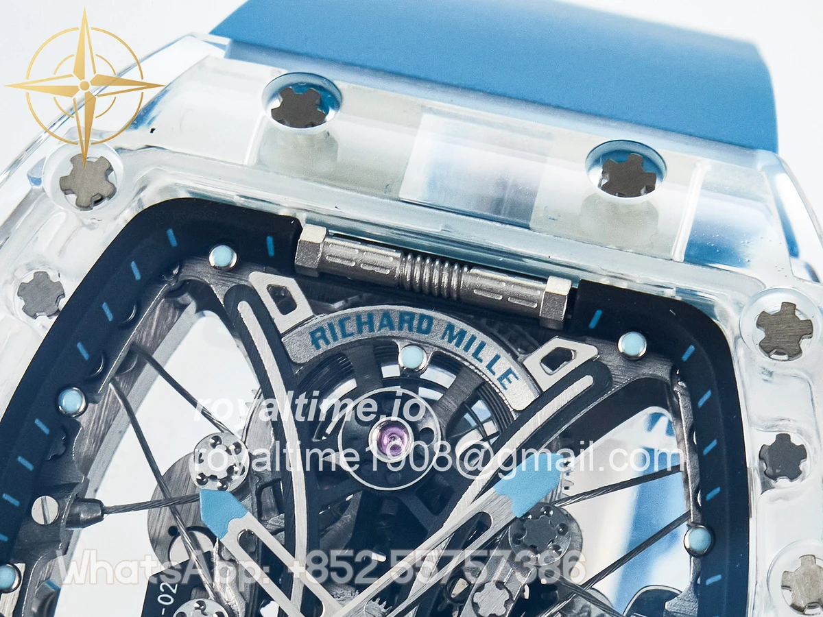 Richard Mille RM53-02 Transparent Tourbillon RMF Skeleton Dial on Blue Rubber Strap - Image 10