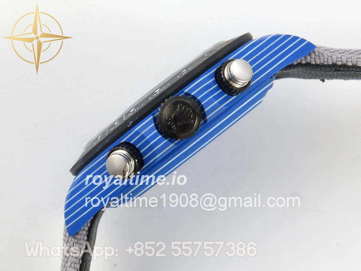 Rolex Daytona DIW Blue Carbon Case DIWF Edition Gray Crystal Dial on Gray Nylon Strap DD4801 - Image 10