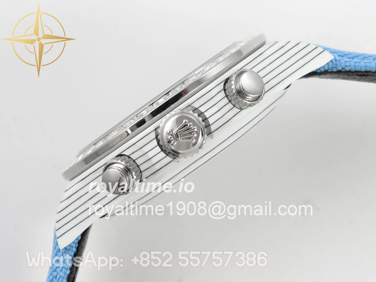 Rolex Daytona DIW White Carbon Case DIWF Edition Baby Blue/White Crystal Dial Crystal Bezel on Baby Blue Nylon Strap DD4801 - Image 10