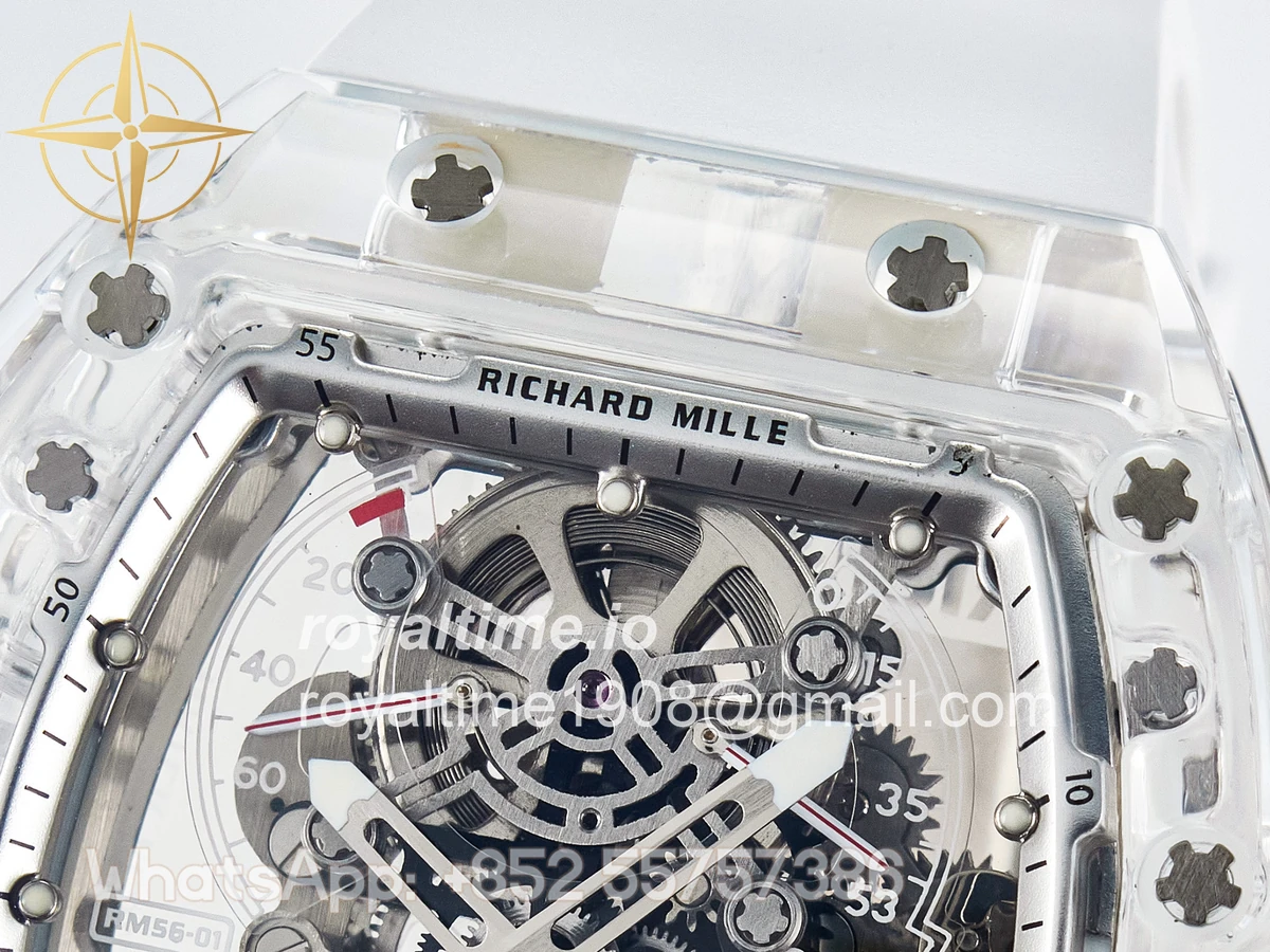 Richard Mille RM56-01 Transparent Tourbillon RMF Skeleton Dial on White Rubber Strap - Image 10