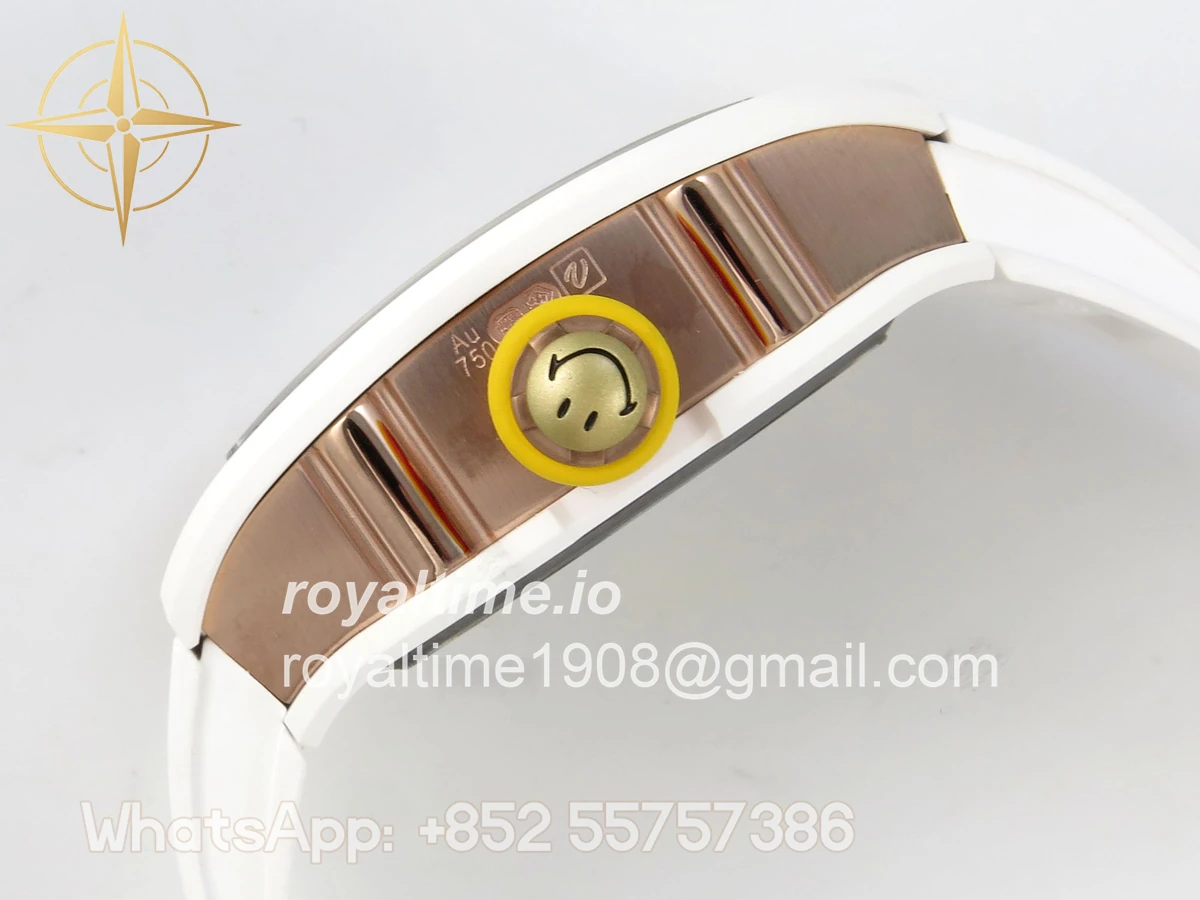 Richard Mille RM88 Tourbillon Smiley White Ceramic RMF on White Rubber Strap - Image 10
