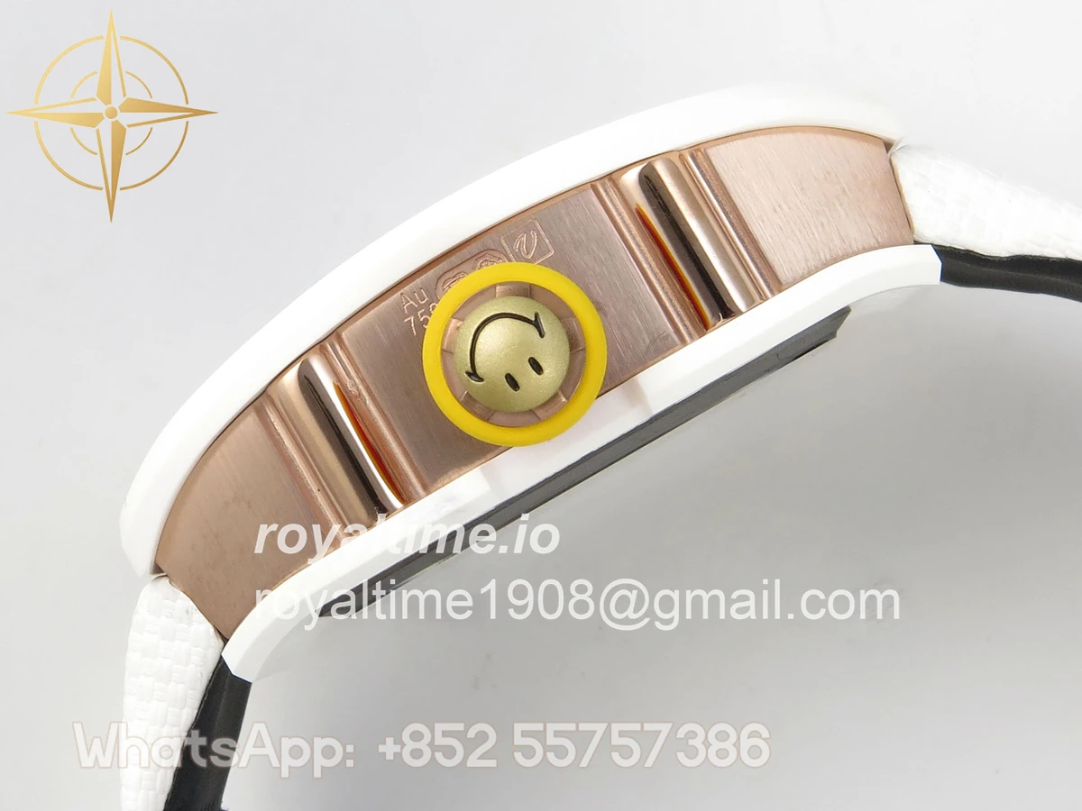 Richard Mille RM88 Tourbillon Smiley White Ceramic RMF on White Velcro Strap - Image 10