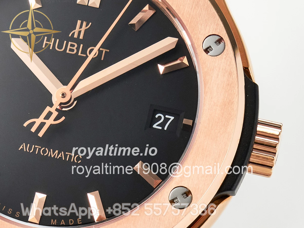 Hublot Classic Fusion 38mm RG JJF Black Dial on Black Gummy Leather Strap - Image 10