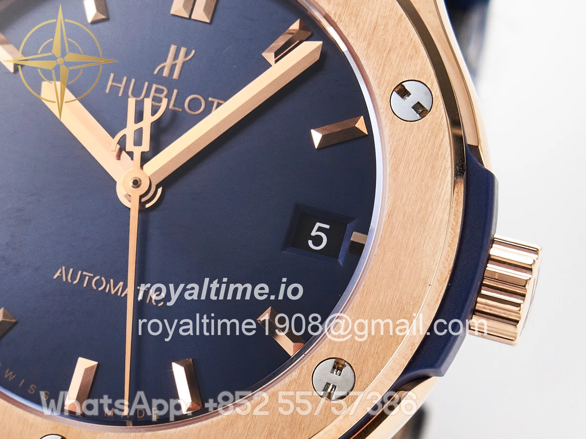 Hublot Classic Fusion 38mm RG JJF Blue Dial on Blue Gummy Leather Strap - Image 10