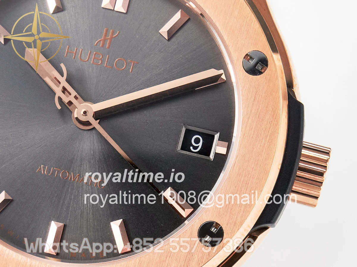 Hublot Classic Fusion 38mm RG JJF Gray Dial on Black Gummy Leather Strap - Image 10