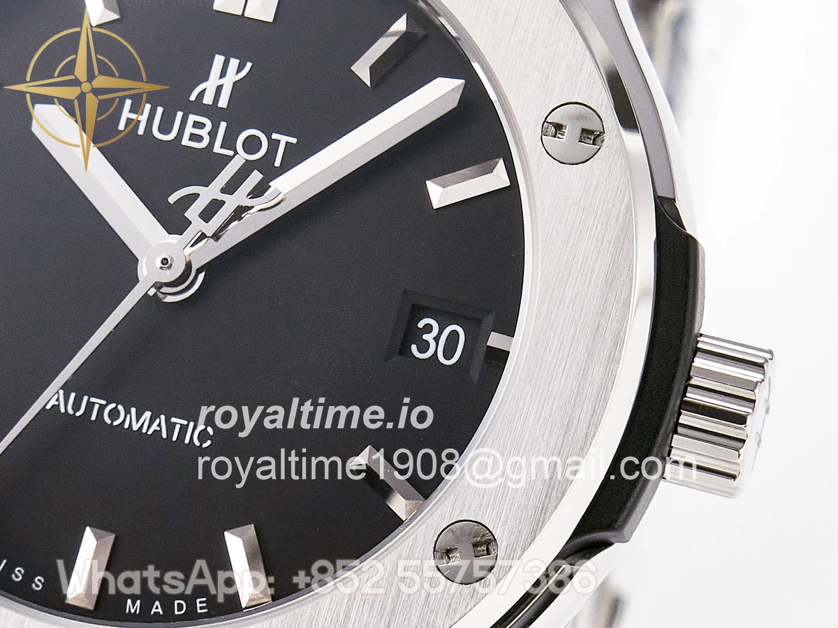 Hublot Classic Fusion 38mm SS JJF Black Dial on Black Gummy Leather Strap - Image 10