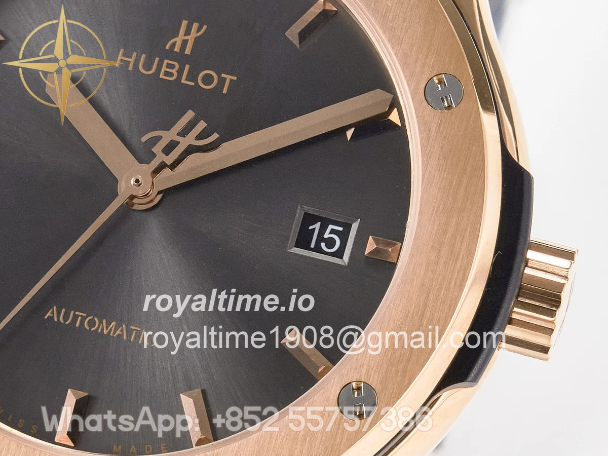 Hublot Classic Fusion 42mm RG JJF Gray Dial on Black Gummy Leather Strap - Image 10