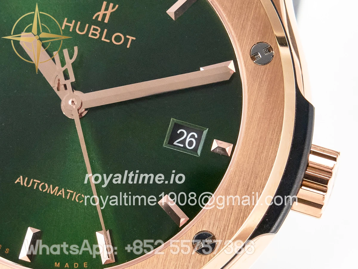 Hublot Classic Fusion 42mm RG JJF Green Dial on Green Gummy Leather Strap - Image 10
